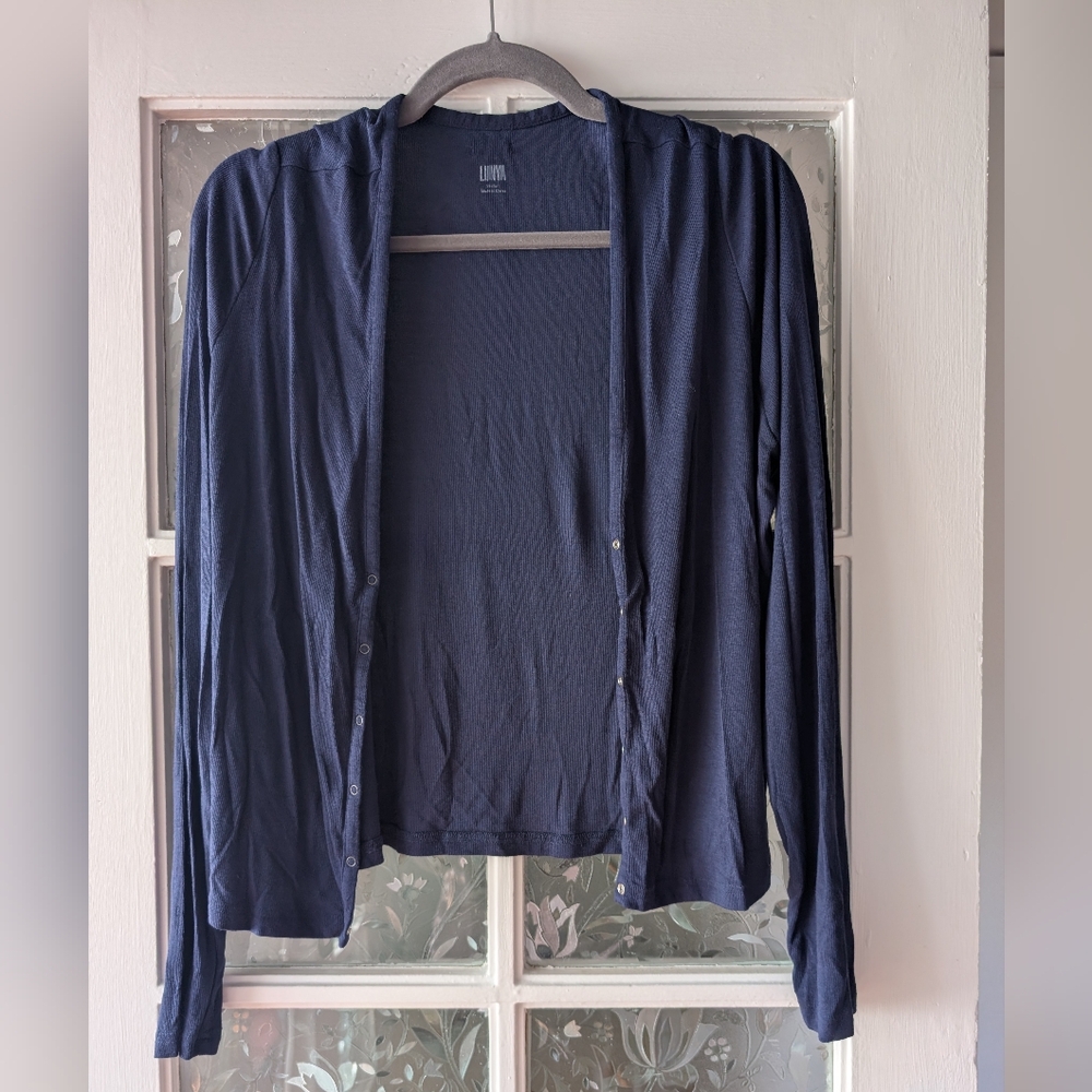 Lunya Deep Navy Thin Rib Cardigan